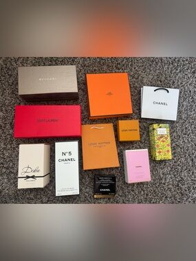 Luxury Designer Empty Box Lot Chanel Louis Vuitton Hermès YSL Bvlgari Gucci